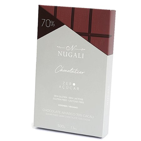 BARRA CHOCOLATE ZERO ACUCAR 70% 500g NUGALI