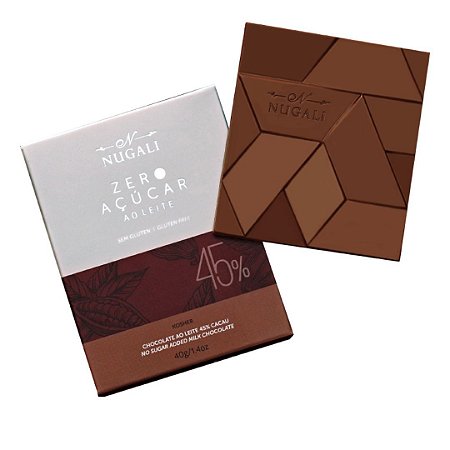CHOCOLATE AO LEITE ZERO ACUCAR 45% 40g NUGALI