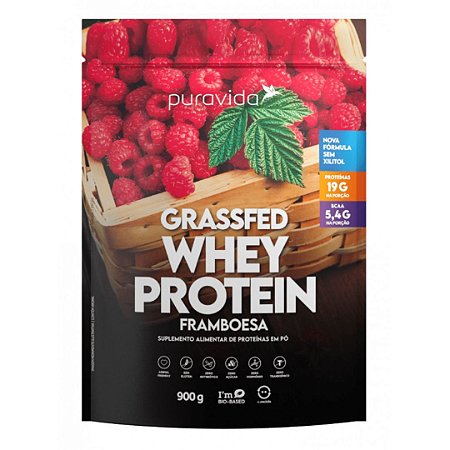 WHEY GRASSFED FRAMBOESA 900g PURAVIDA