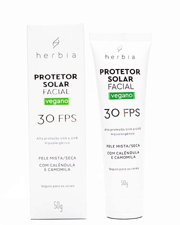 PROTETOR SOLAR FACIAL PELE MISTA/SECA 50g HERBIA