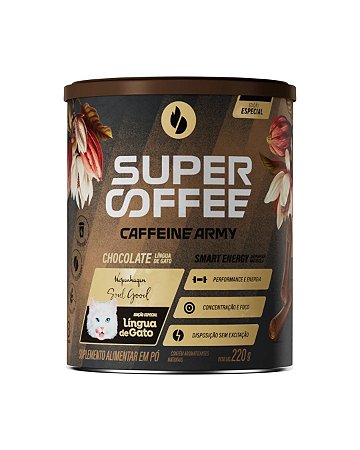 SUPERCOFFEE SABOR CHOCOLATE LINGUA DE GATO 220g CAFFEINE ARMY