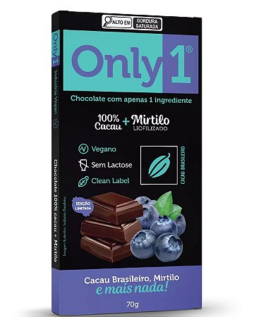 CHOCOLATE 100% CACAU COM MIRTILO 70g ONLY4