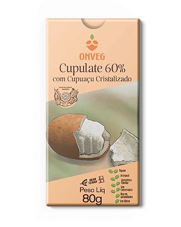 CHOCOLATE CUPULATE COM CUPUACU CRISTALIZADO  80g ONVEG