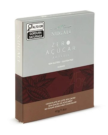 CHOCOLATE AMARGO ZERO ACUCAR 70% CACAU 40g NUGALI