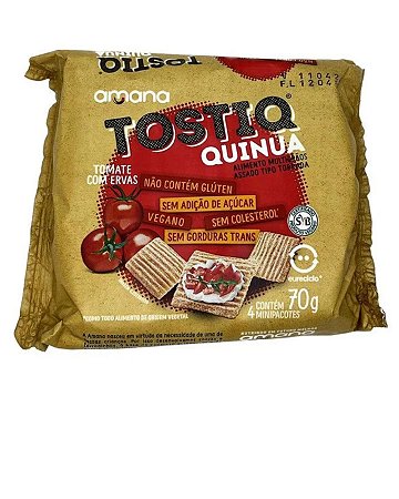 TOSTIQ QUINUA TOMATE/ERVAS 70g AMANA