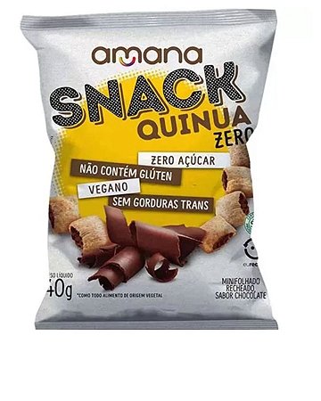 SNACK QUINUA COM CHOCOLATE ZERO 40g AMANA
