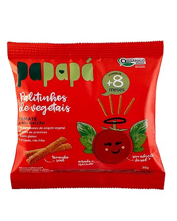 PALITINHOS DE TOMATE E MANJERICAO ORG 20g PAPAPA