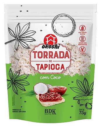 TORRADA DE TAPIOCA COM COCO VEGANA  75g OKOSHI