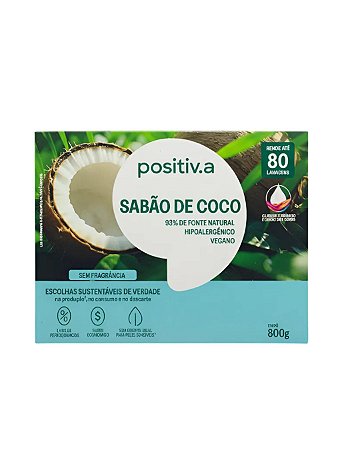 SABAO DE COCO EM PO SEM FRAGANCIA 800g POSITIVA