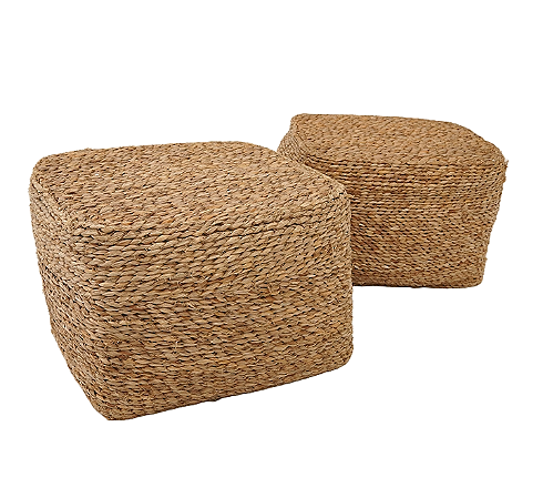 Par de Puffs | Sisal Entrelaçado
