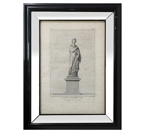Gravura Europeia Antiga | Statua Femminile