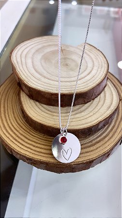 COLAR VENEZIANA 45CM COM PONTO DE LUZ VERMELHO E CORAÇÃO