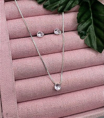 CONJUNTO BRINCO E COLAR VENEZIANA 0,8 45CM COM PONTO DE LUZ REDONDO