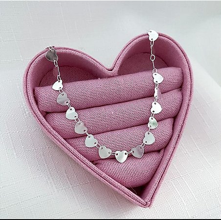 COLAR CHOKER CORAÇÕES CHAPA LISA 30CM+10CM EXTENSOR
