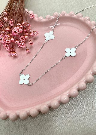 COLAR 45CM CADEADINHO COM TREVOS