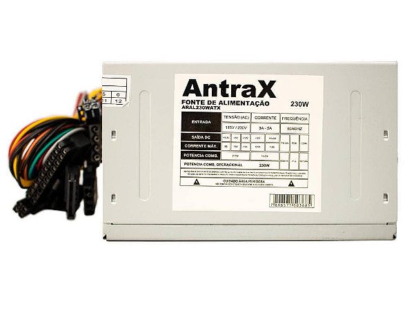 Fonte de Alimentação PC Atx 230w Auto Antrax - Kazuk - SSDs, Telas,  Baterias, Teclados e muito mais!