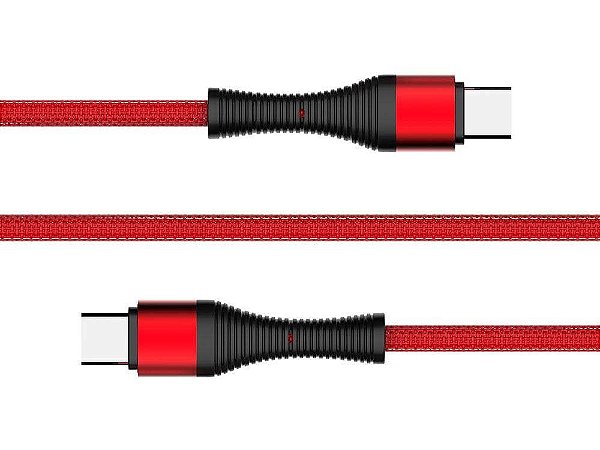 Cabo USB-C X USB-C 1M 3A CB-P160RD Vermelho C3Tech