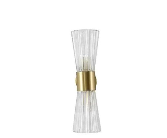 Arandela Tulipa Dourado Velho com Cristal Transparente D12x40H E14X2