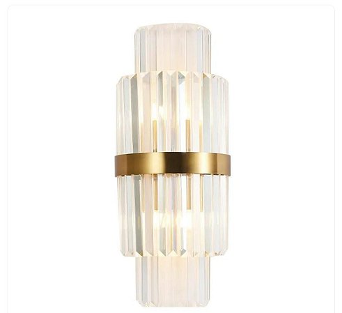 Arandela Dourada Cristal K9 Ø23x55H E14x2