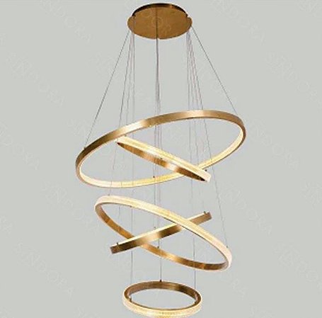 Pendente Redondo Moderno Dourado  3000k 140w Bivolt Φ40×Φ60×Φ60×Φ80xΦ100CM