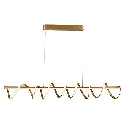 Pendente Lustre Retangular Dourado 120cm