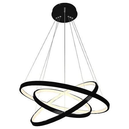 Lustre Led Preto 3 Aros