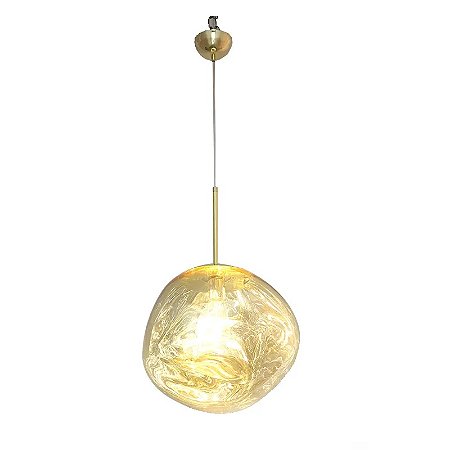 PENDENTE STONE METAL + VIDRO DOURADO