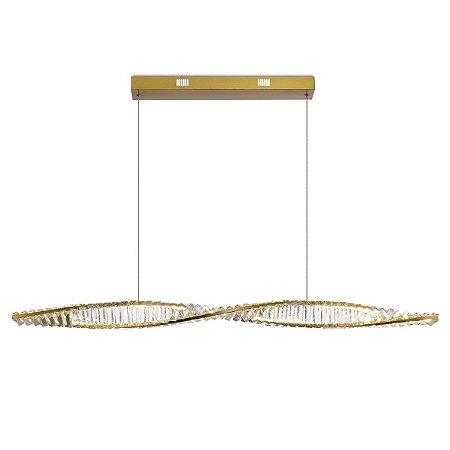 Pendente Led Linear Dourado com Cristais 3000K 40W 120CM