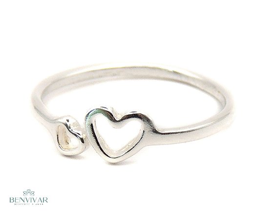 Anel 2 corações - Prata 925