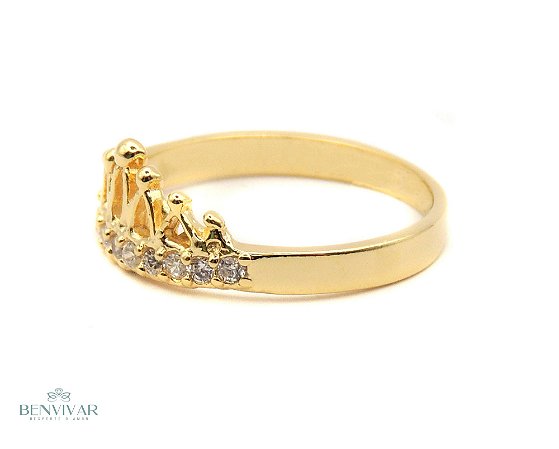Anel Coroa - Banhado a Ouro 18k