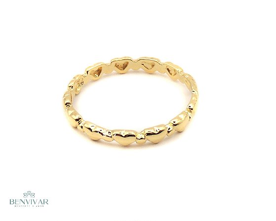 Anel Corações - Banhado a Ouro 18k