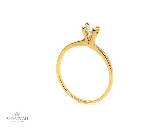 Anel solitário - Banhado a Ouro 18k