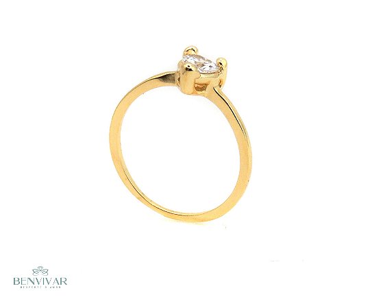 Anel Solitário - Banhado a Ouro 18k