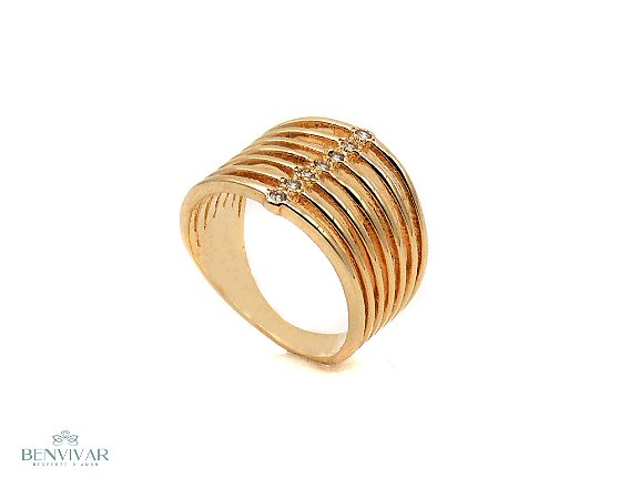Anel Cravejado - Banhado a Ouro 18k