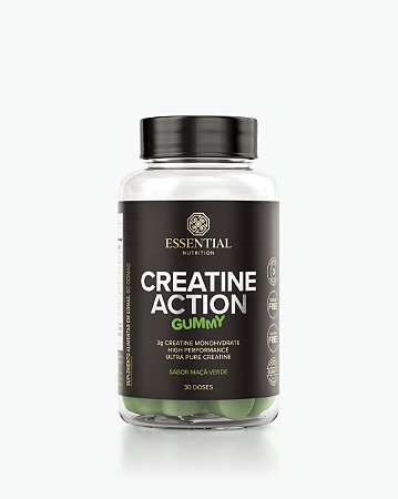 Creatine Action Gummy Maçã Verde 60 Unidades - Essential Nutrition