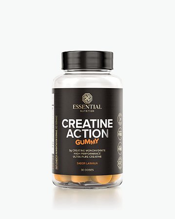 Creatine Action Gummy Laranja 60 Unidades - Essential Nutrition