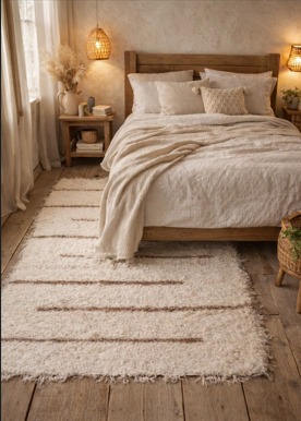 Tapete algodão para sala ou quarto beira cama