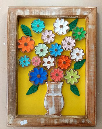 Quadro de flores madeira
