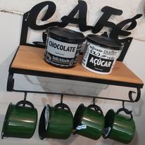 Prateleira para Cantinho do Café em Madeira e Ferro
