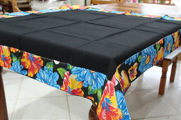 Toalha de mesa algodao com barra chita