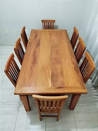 Conjunto de mesa de madeira de demolição com 8 cadeiras