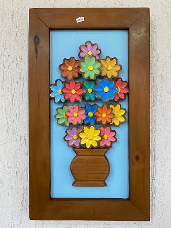 quadro flores de madeira