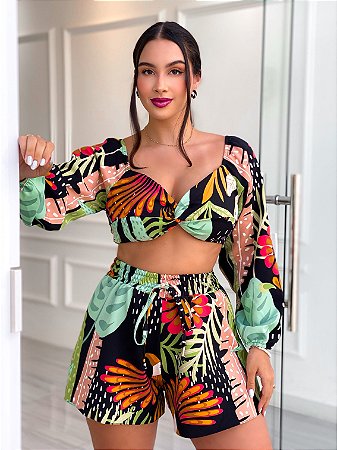 Cropped Joana - Estampado Passaros