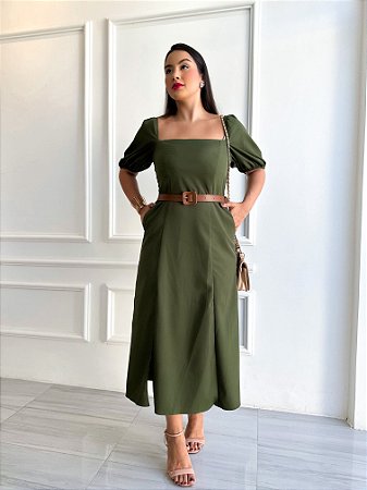 Vestido Midi Odete - Militar