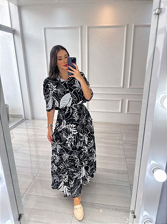 Vestido Bárbara - Folhagem