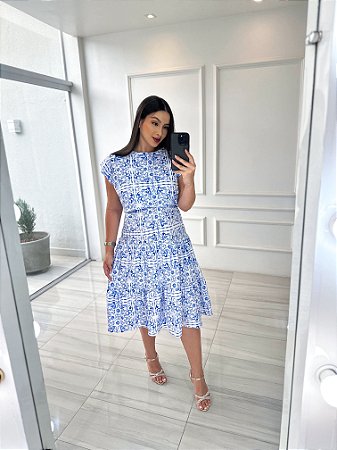 Vestido Olívia - Azulejo