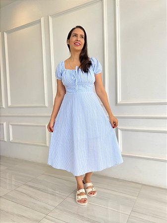 Vestido Bianca - Azul e Branco