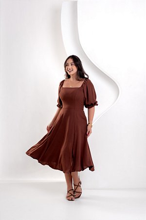 Vestido Heloisa - Marrom