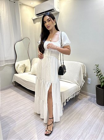 Vestido Alessandra - Off risca de giz
