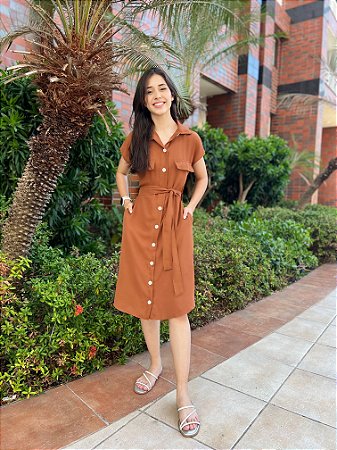 Vestido Chemise Morgana - Marrom Caramelo